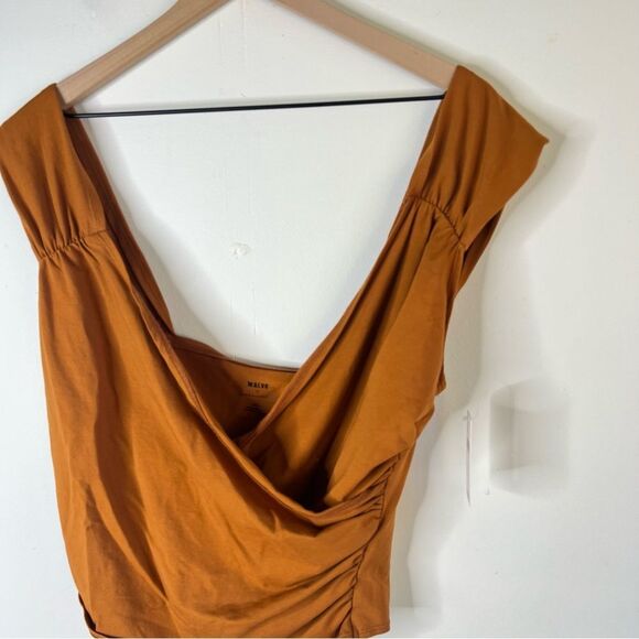 Maeve by Anthropologie NWT draped wrap top Large Rust Burnt Orange - Picture 4 of 7